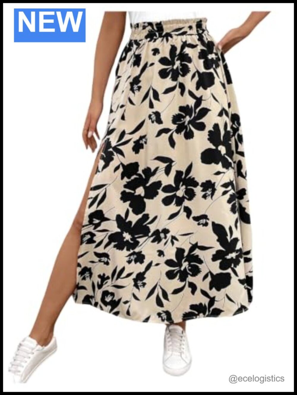 Women's Floral High Rise Split A Line Flowy Maxi Skirt